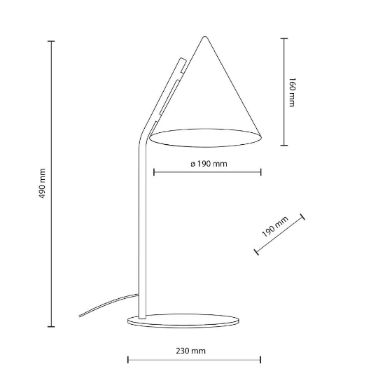Lampada da tavolo cono nero design moderna